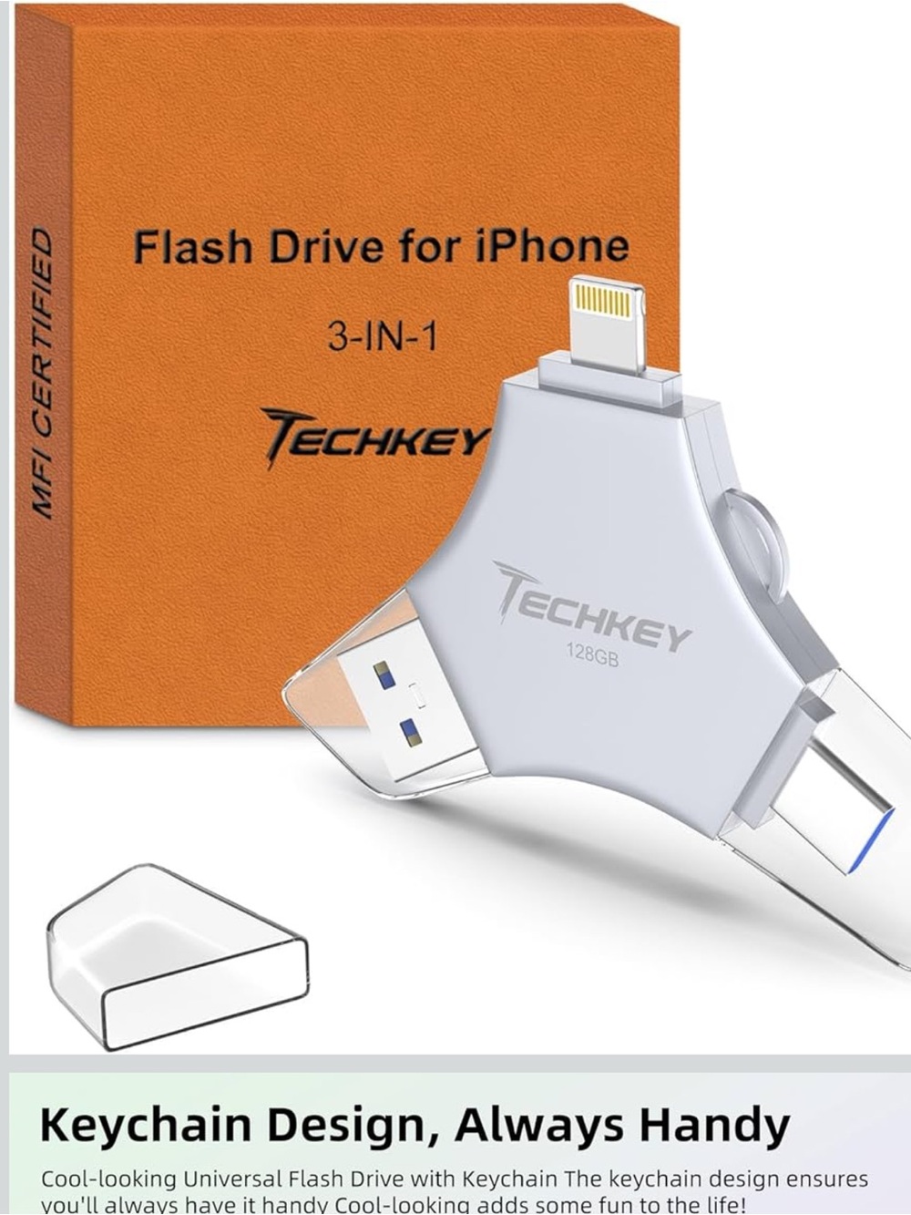 3-in-1 Flash Drive for iPhone -USB 3.0 flash drive 128 GB